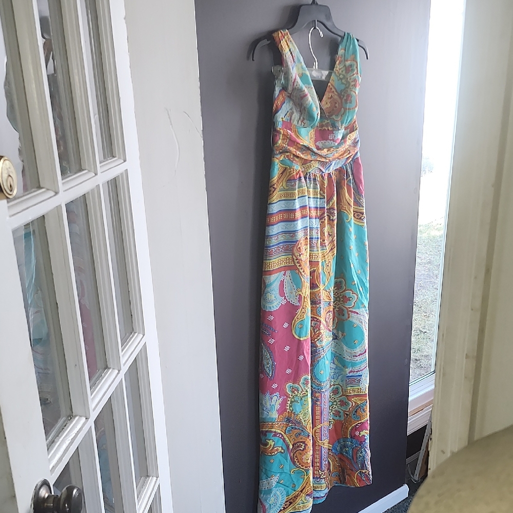 Cache Multicolor Paisley Maxi Dress